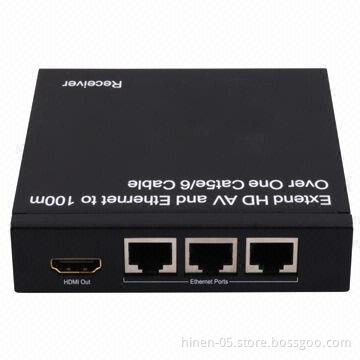 Extend HD AV and Ethernet to 100m Over One Cat5e/6 Cable, Supports 1080p at 60Hz at 48bit Pixels